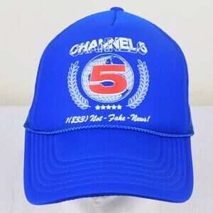 Channel 5 Not Fake News Trucker Hat Blue Andrew Callaghan Merch Adjustable Mesh